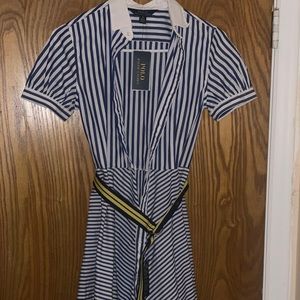 Polo girls dress. Size 16, navy blue and white. Brand New